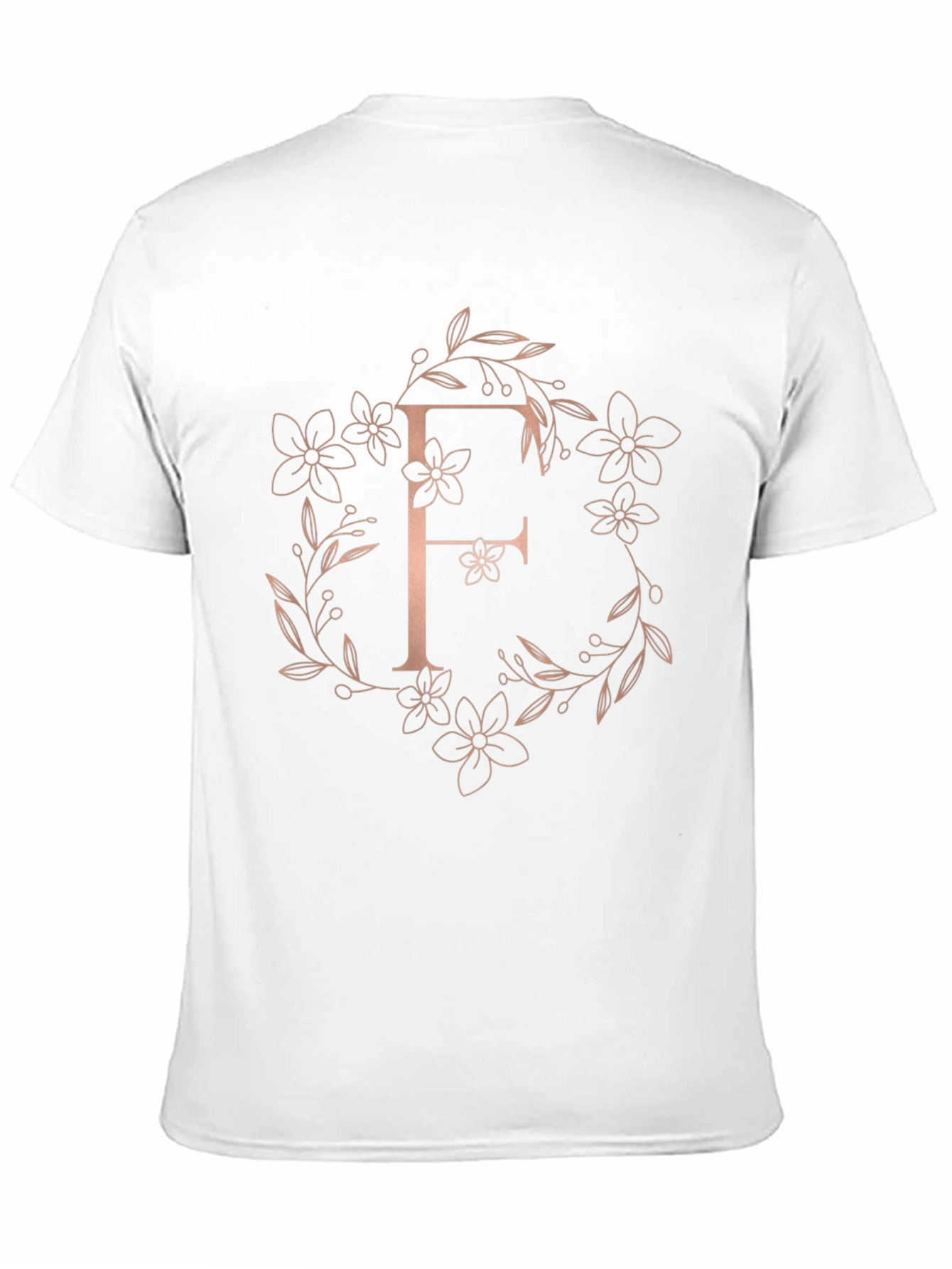 Floral Letter F Black T-Shirt