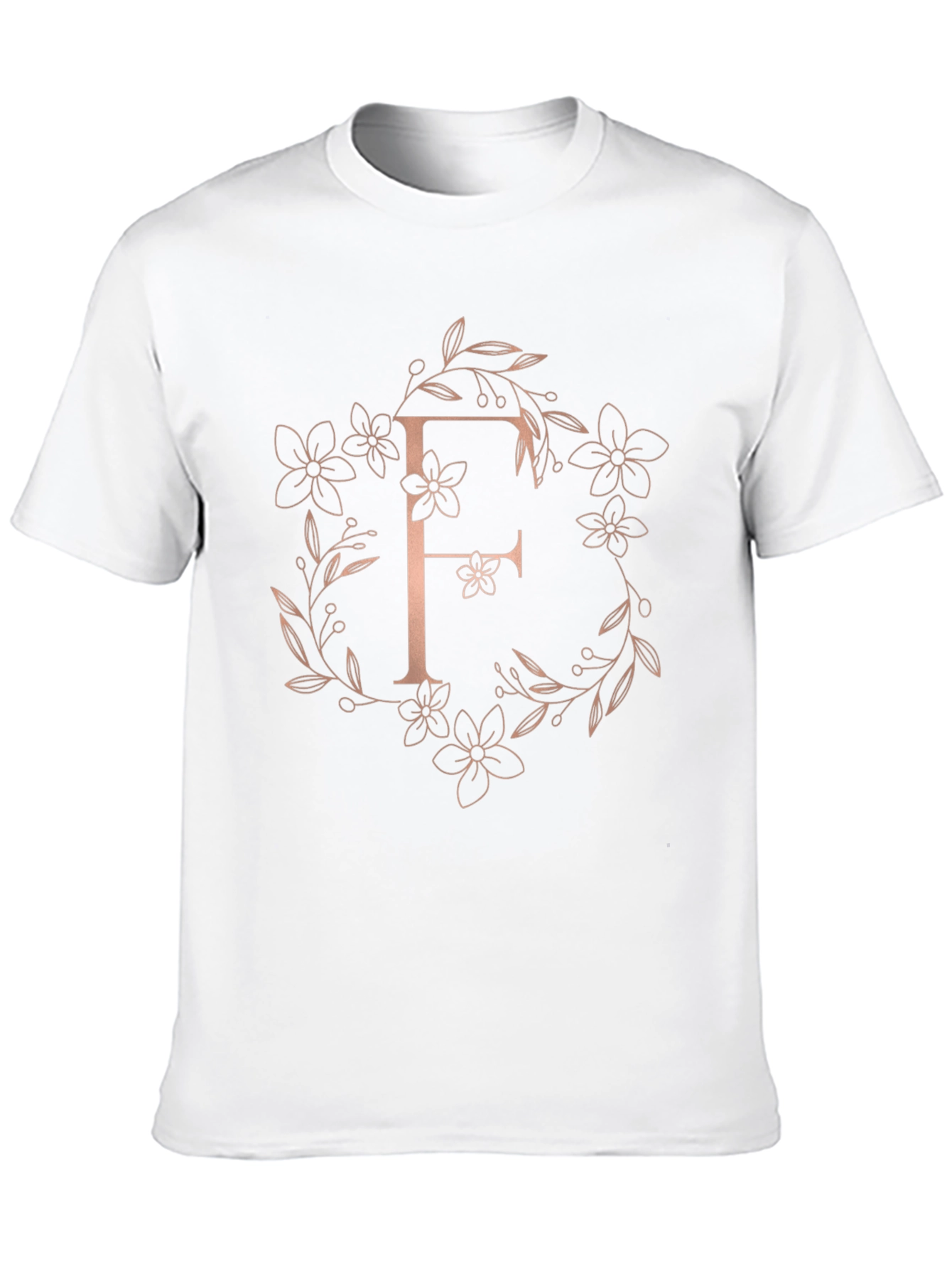 Floral Letter F Black T-Shirt