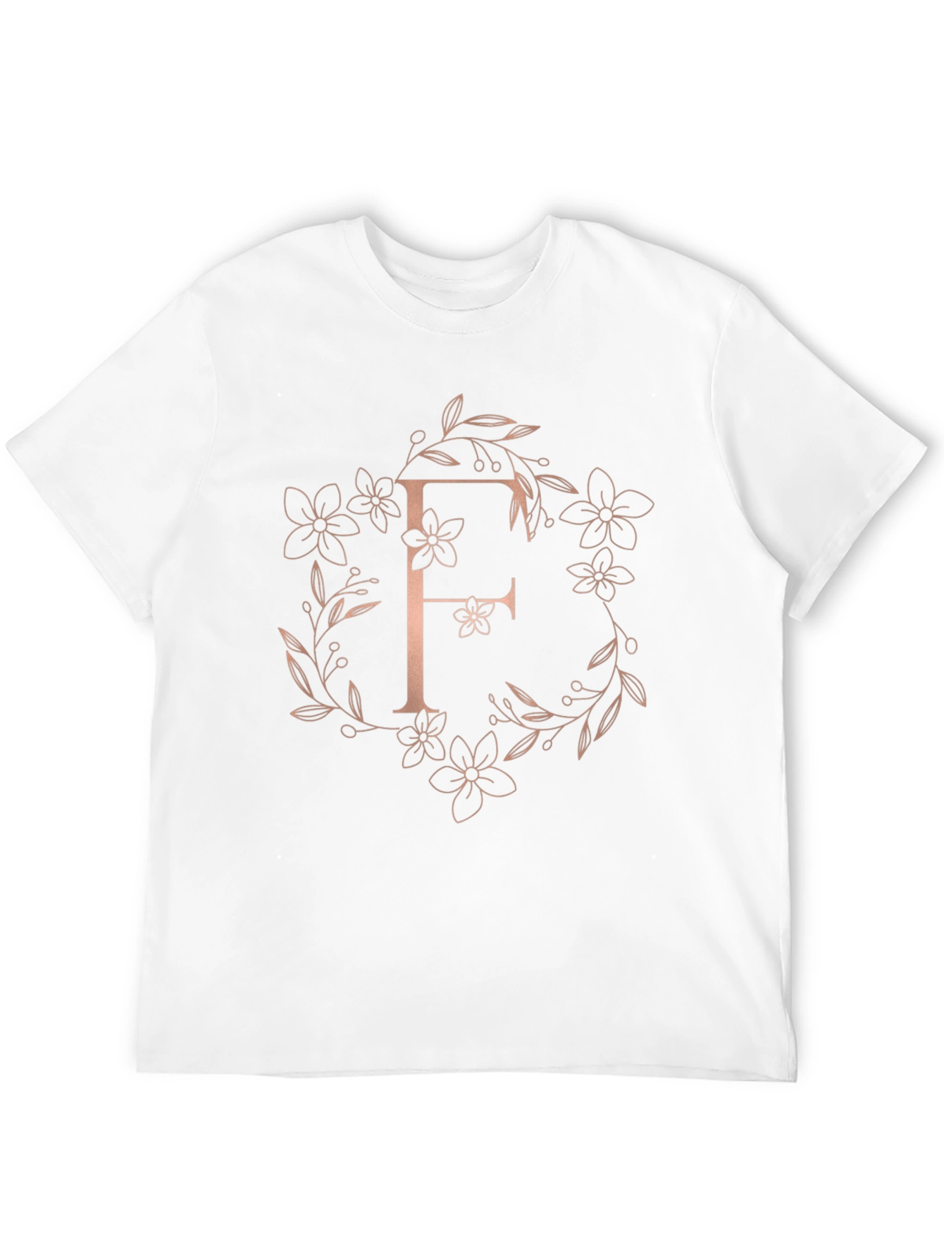 Floral Letter F Black T-Shirt