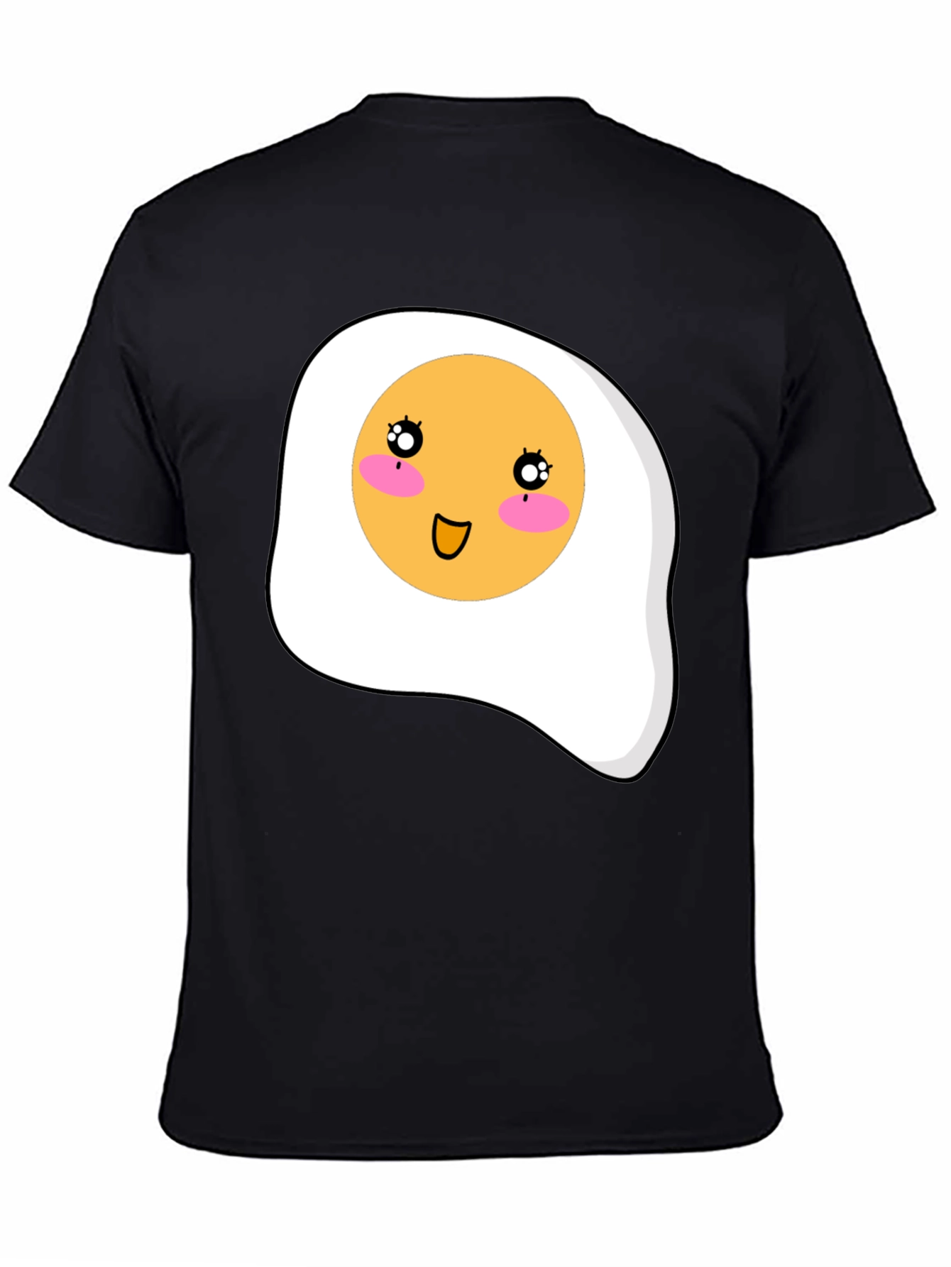 Cute Egg Graphic T-Shirt - Black Casual Tee