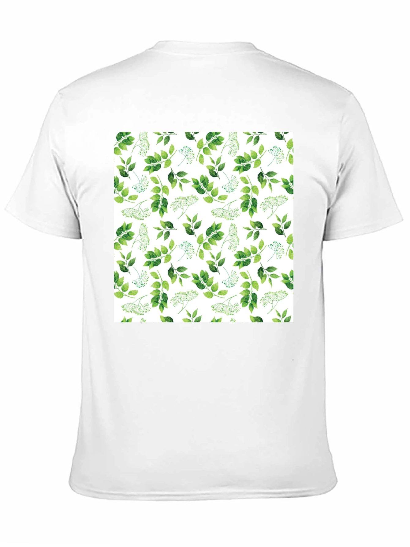 Greenery Print Black Casual T-Shirt