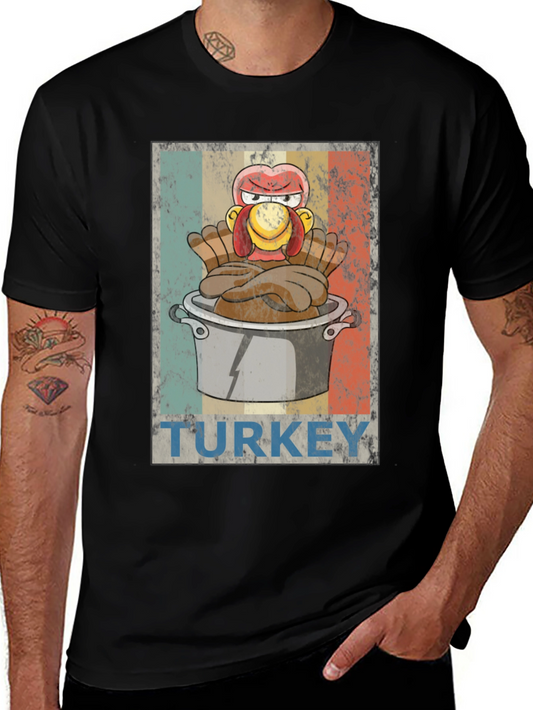 Angry Turkey in Pot Graphic Tee - Thanksgiving Humor