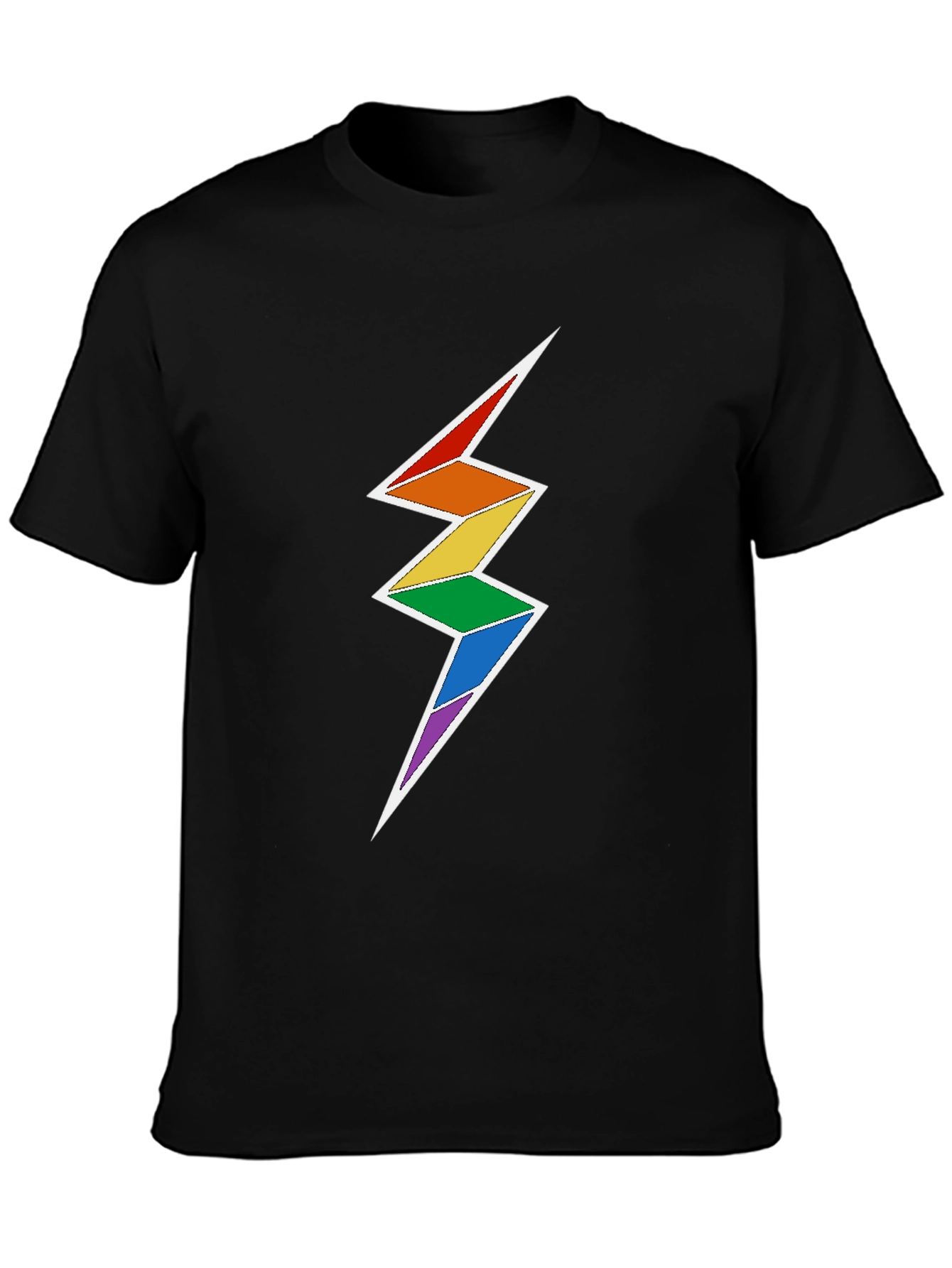 Rainbow Lightning Bolt Graphic Tee - Black Cotton Blend