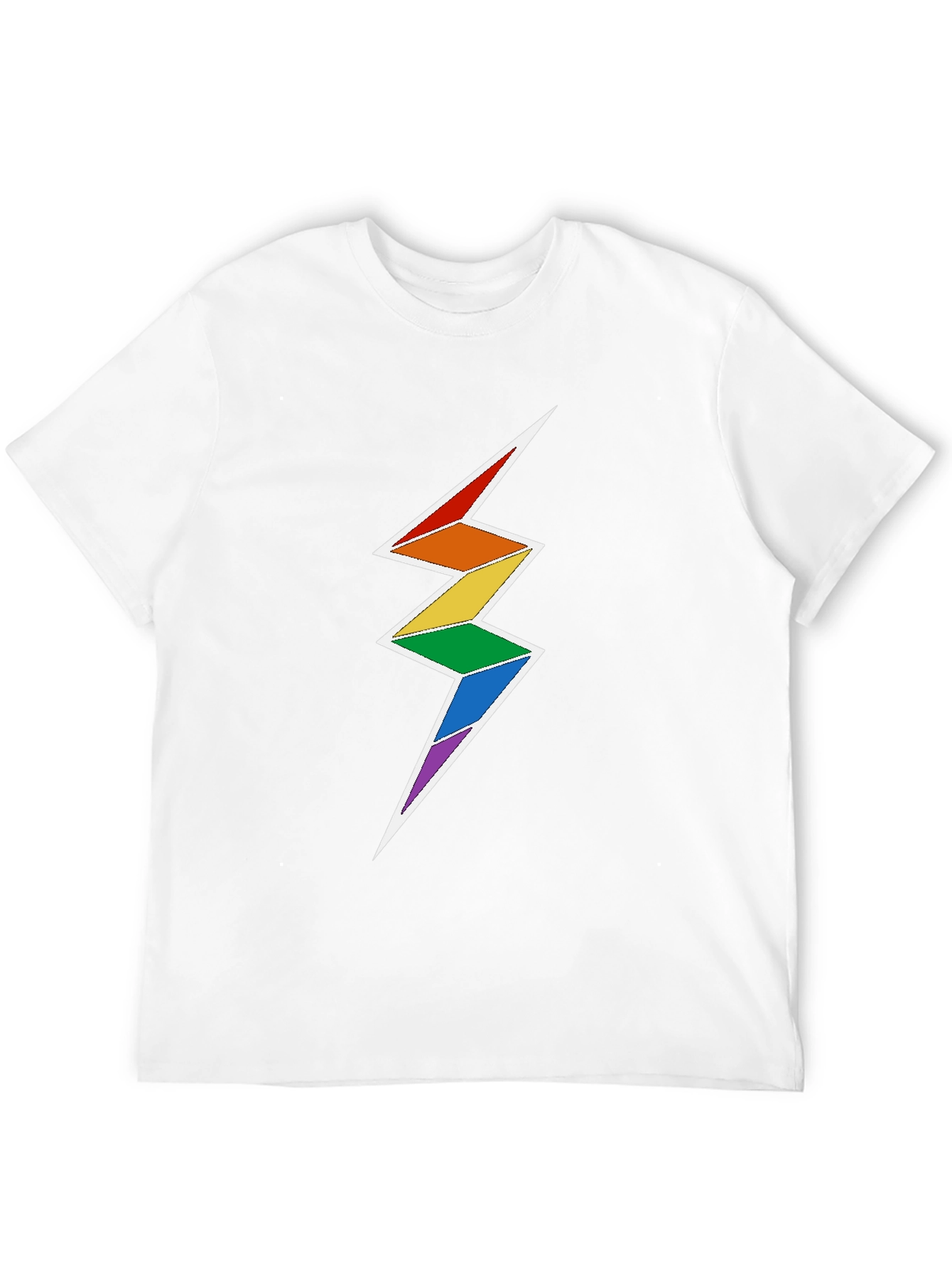 Rainbow Lightning Bolt Graphic Tee - Black Cotton Blend