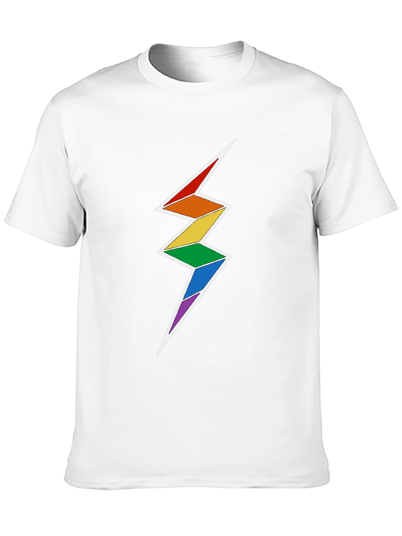 Rainbow Lightning Bolt Graphic Tee - Black Cotton Blend