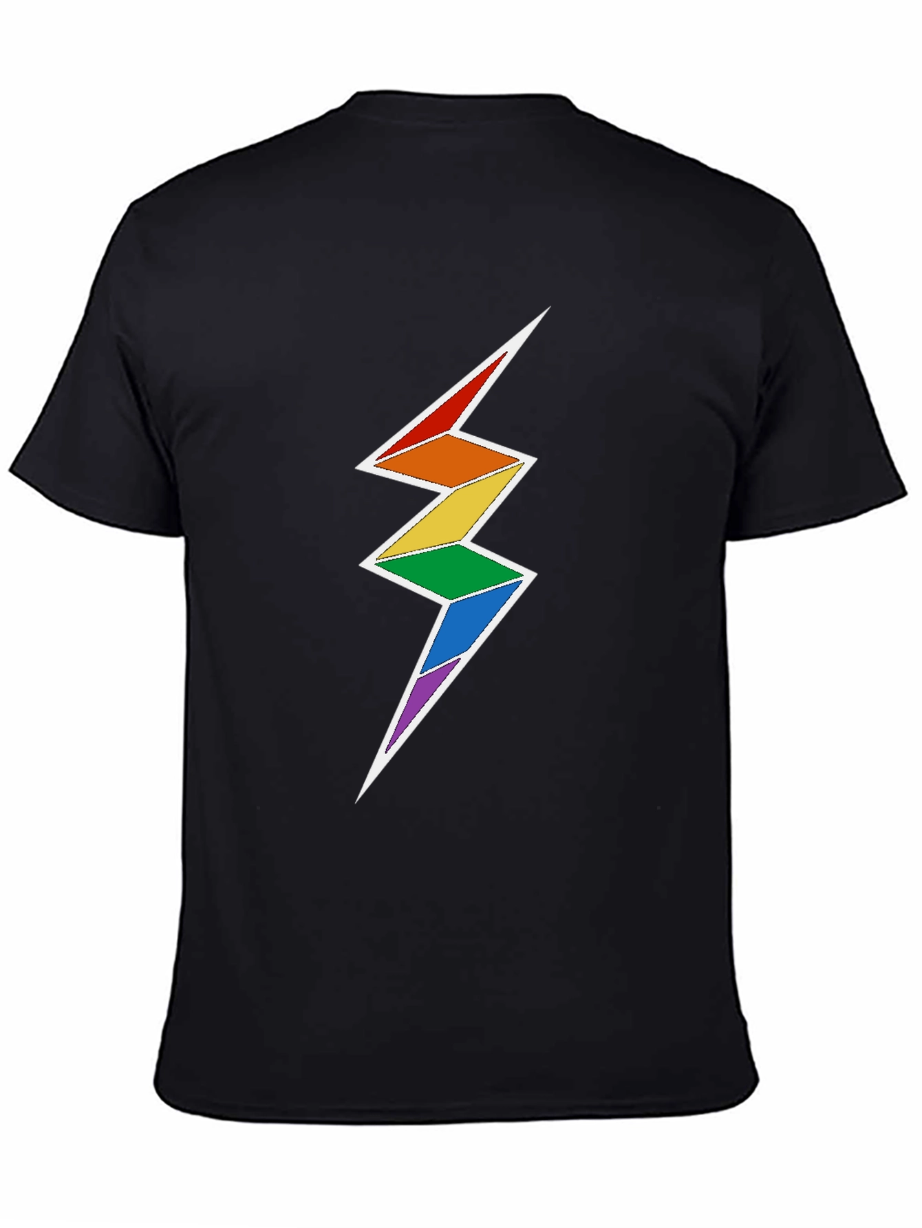 Rainbow Lightning Bolt Graphic Tee - Black Cotton Blend