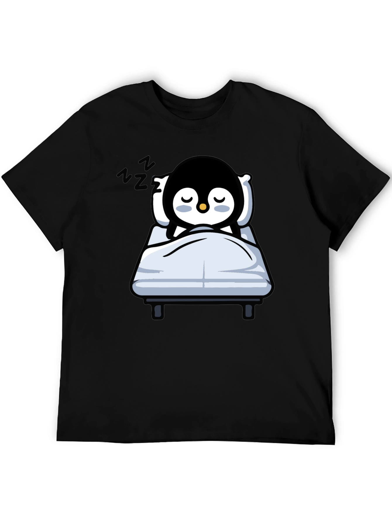 Cute Sleeping Penguin T-Shirt - Black
