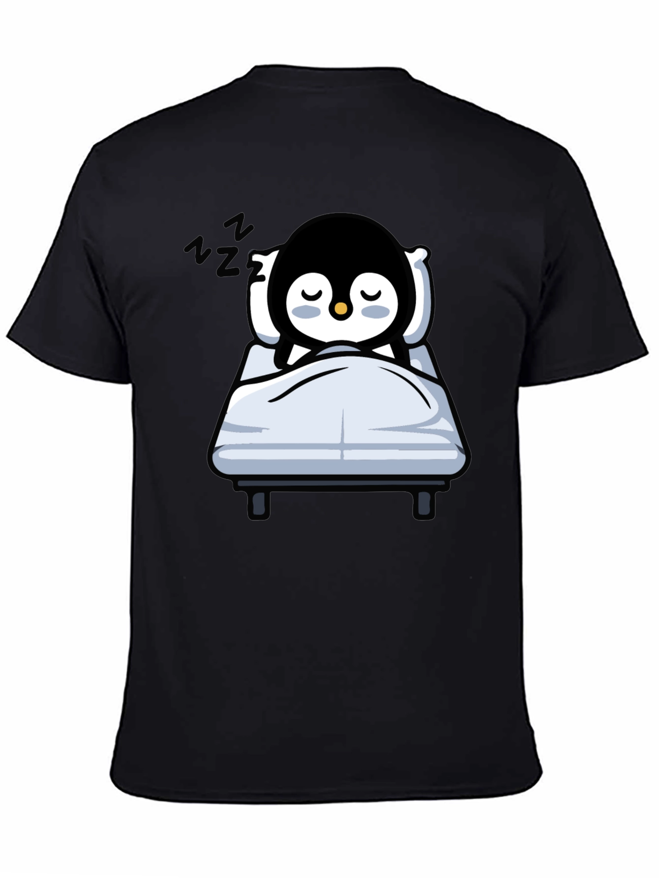 Cute Sleeping Penguin T-Shirt - Black