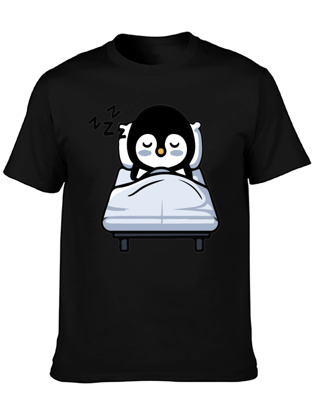 Cute Sleeping Penguin T-Shirt - Black