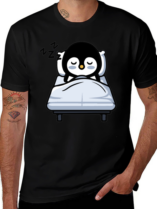 Cute Sleeping Penguin T-Shirt - Black