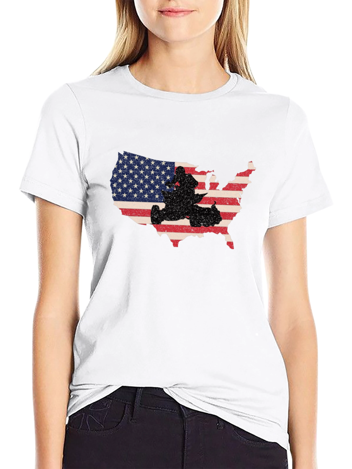 USA Flag ATV T-Shirt - Patriotic Rider Tee