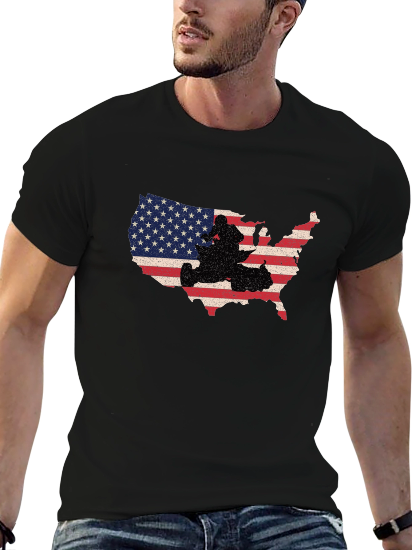 USA Flag ATV T-Shirt - Patriotic Rider Tee