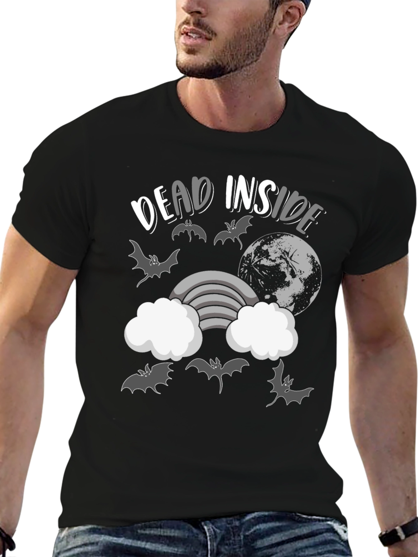 Dead Inside Bats and Moon Graphic T-Shirt