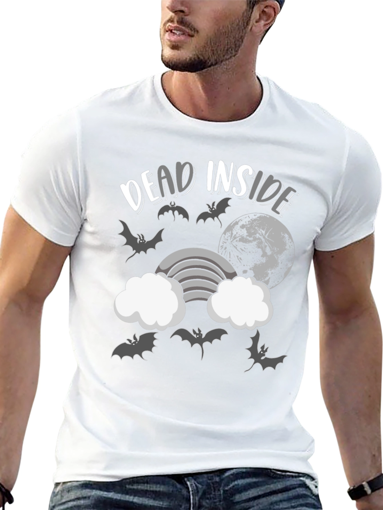 Dead Inside Bats and Moon Graphic T-Shirt