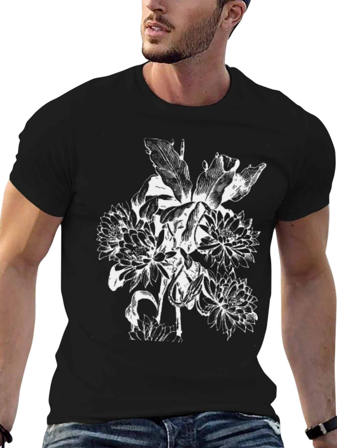 Floral Graphic Black T-Shirt