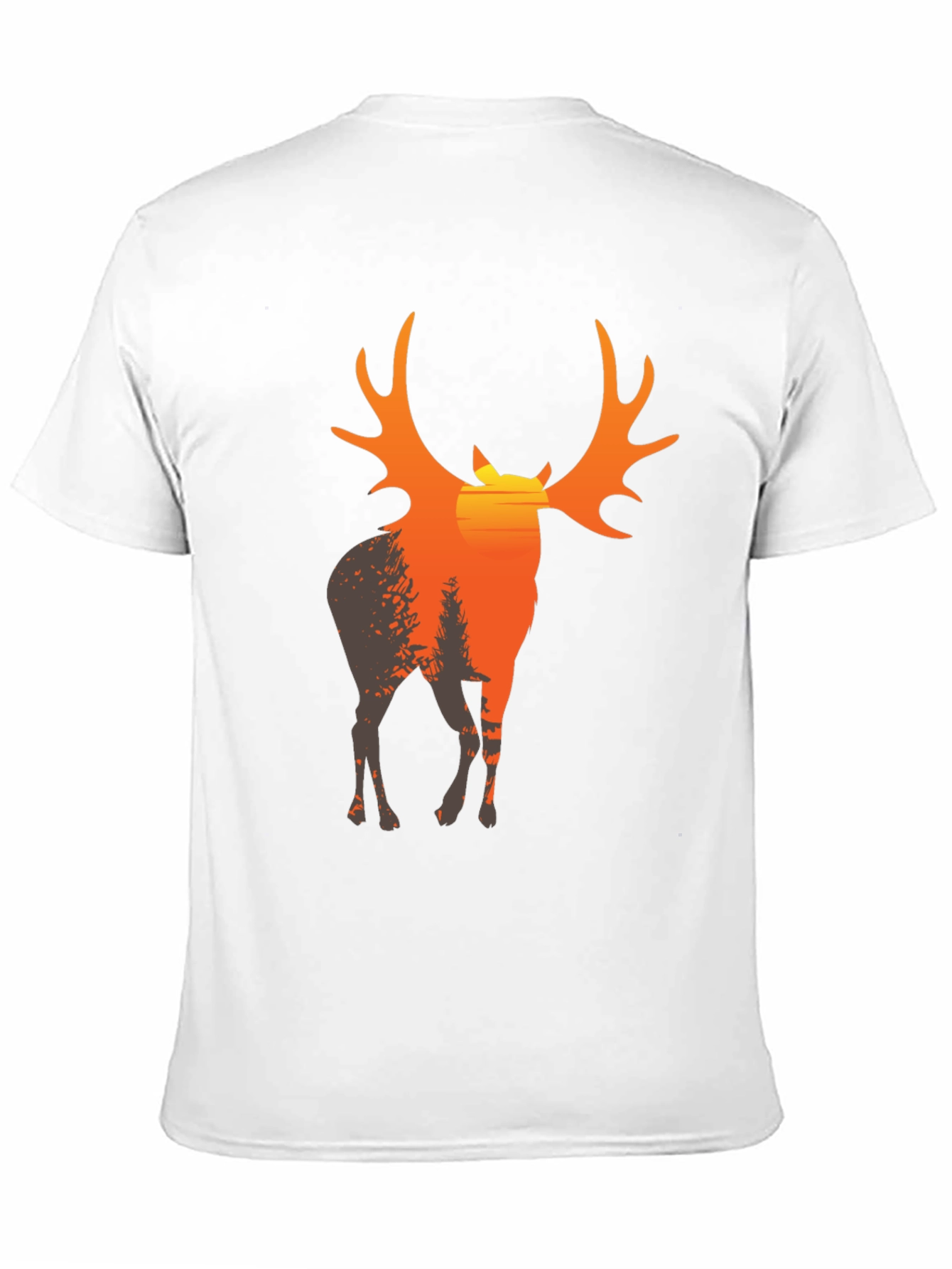 Mens Black T-Shirt with Deer Sunset Graphic