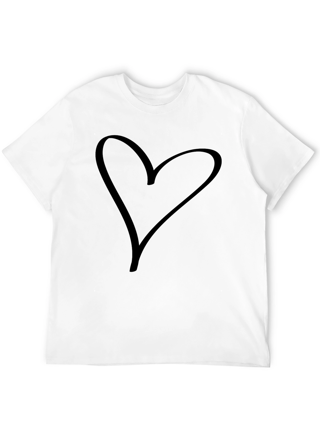 Heart Outline Graphic Tee - Soft Cotton Casual T-Shirt