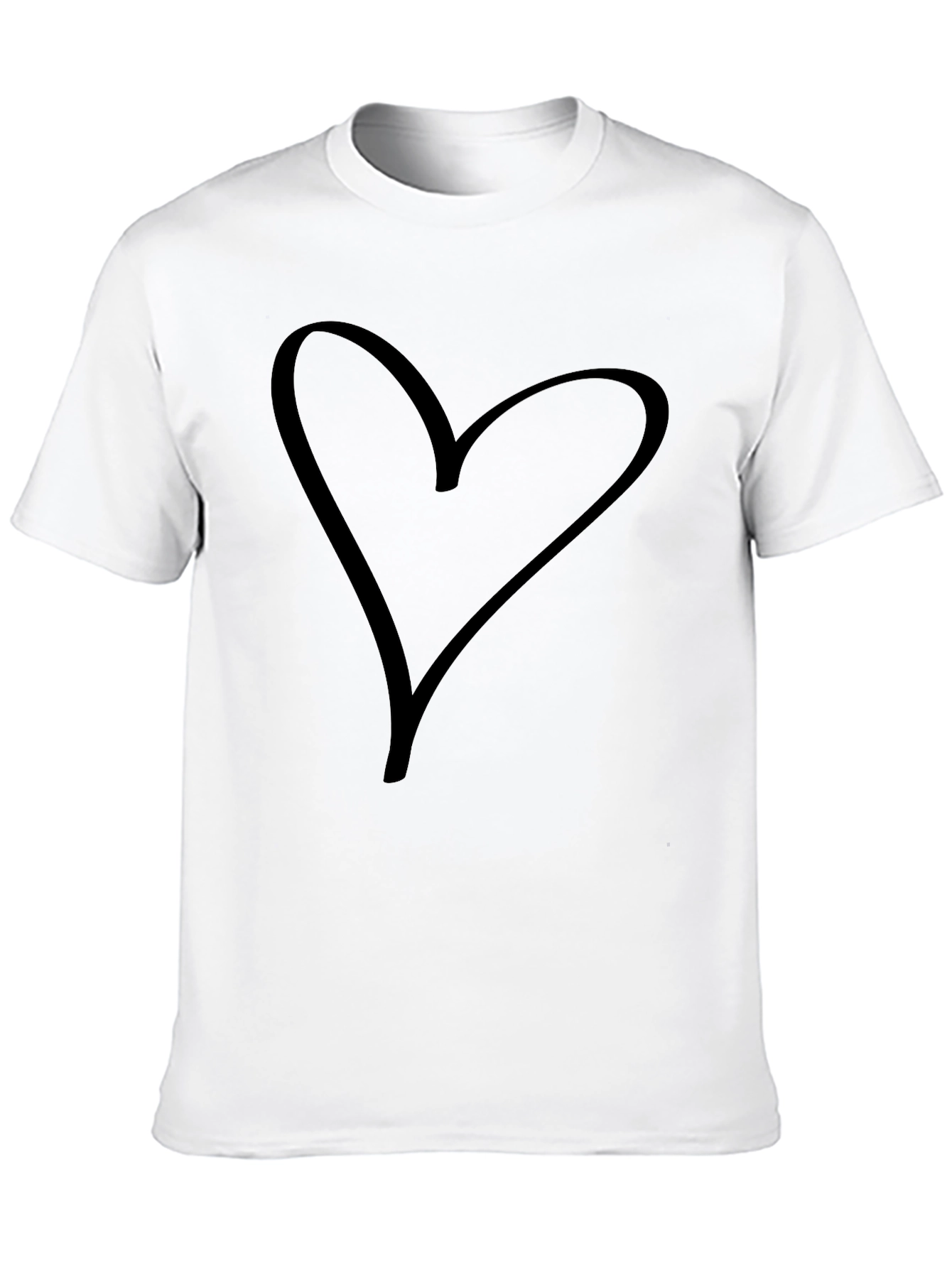 Heart Outline Graphic Tee - Soft Cotton Casual T-Shirt