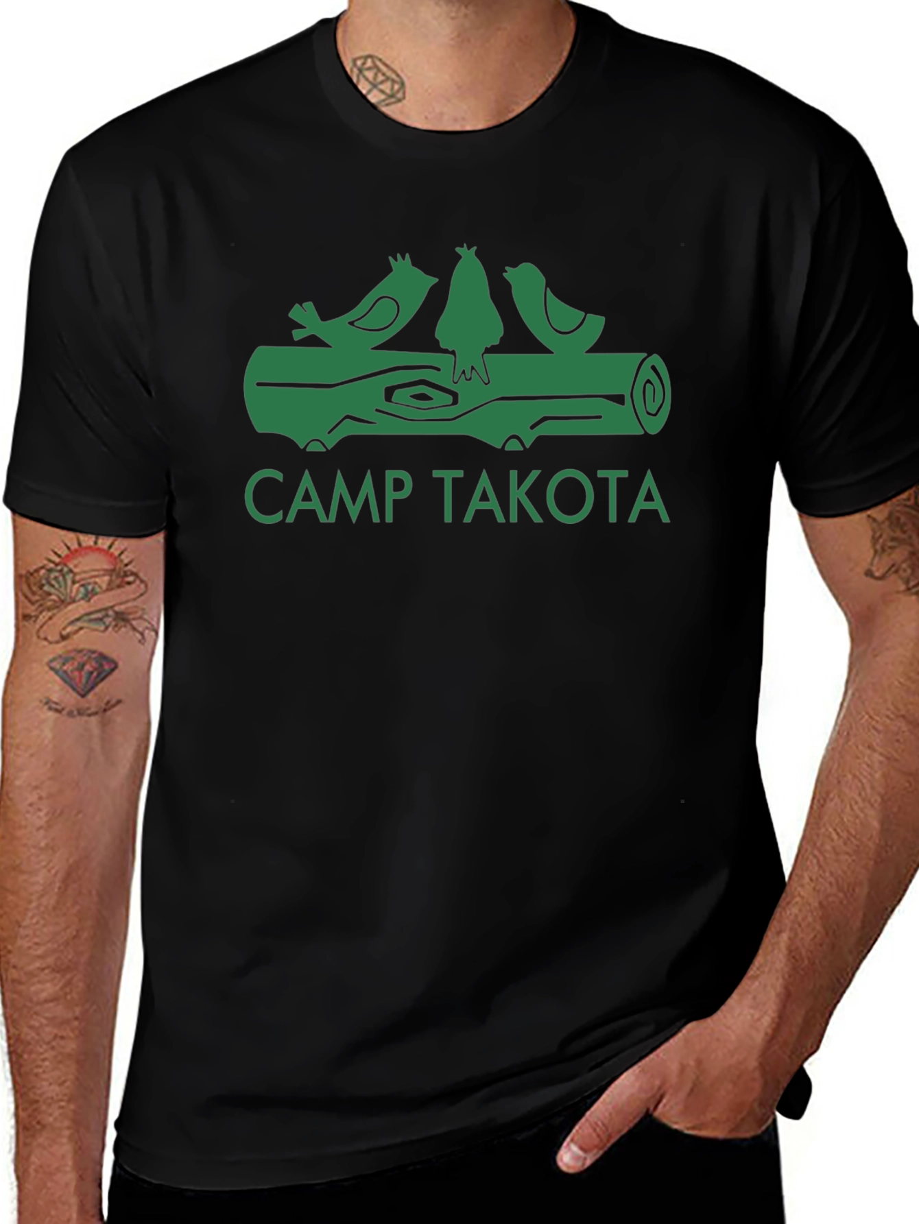 Camp Takota Birds on Log Black T-Shirt