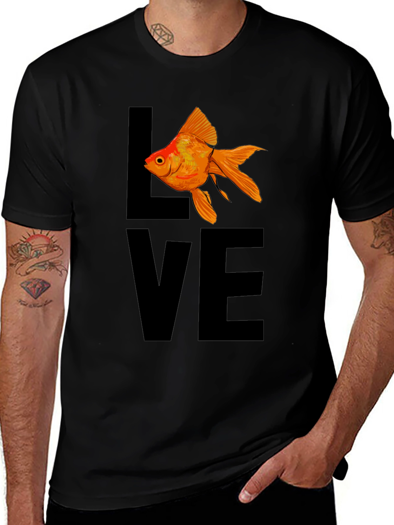 Love Fish T-Shirt - Black Graphic Tee
