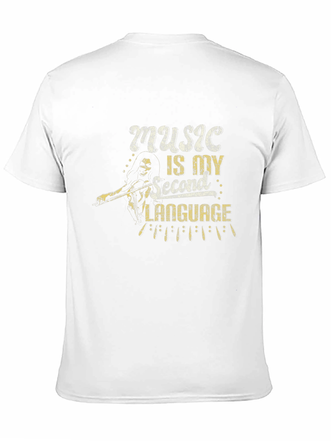 Music is My Second Language Black T-Shirt
