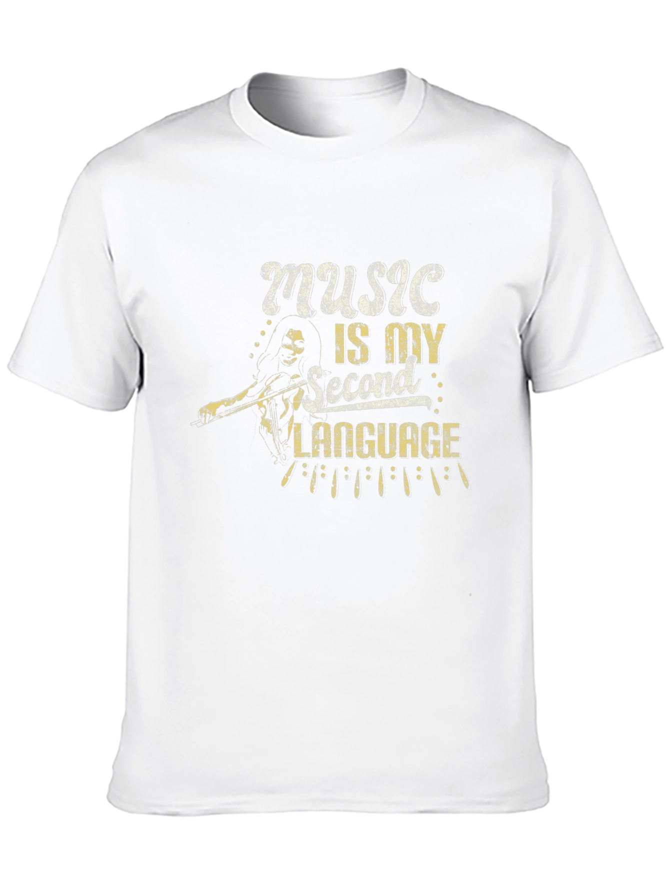 Music is My Second Language Black T-Shirt