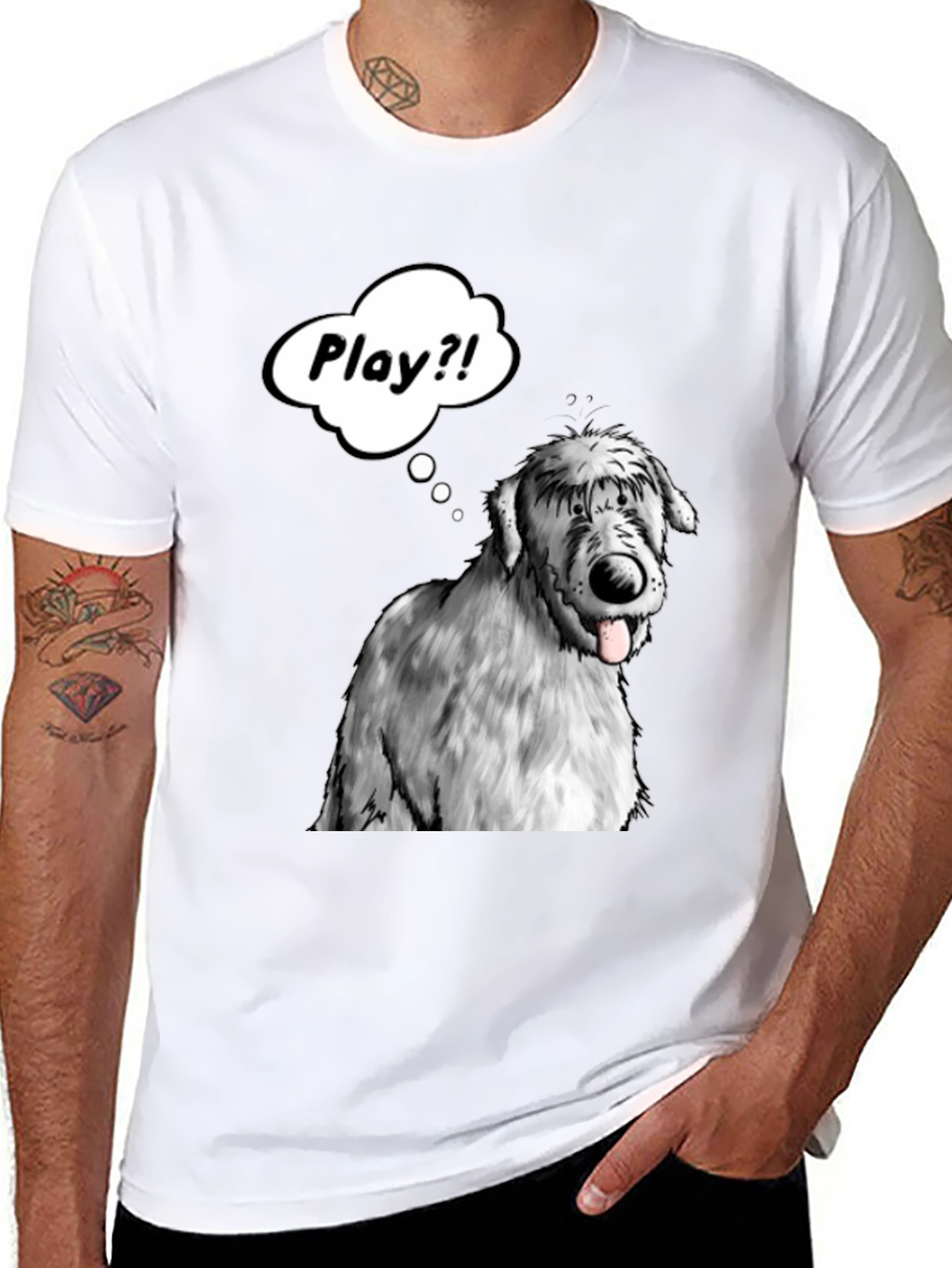 Playful Dog Graphic Tee - Black Cotton T-Shirt