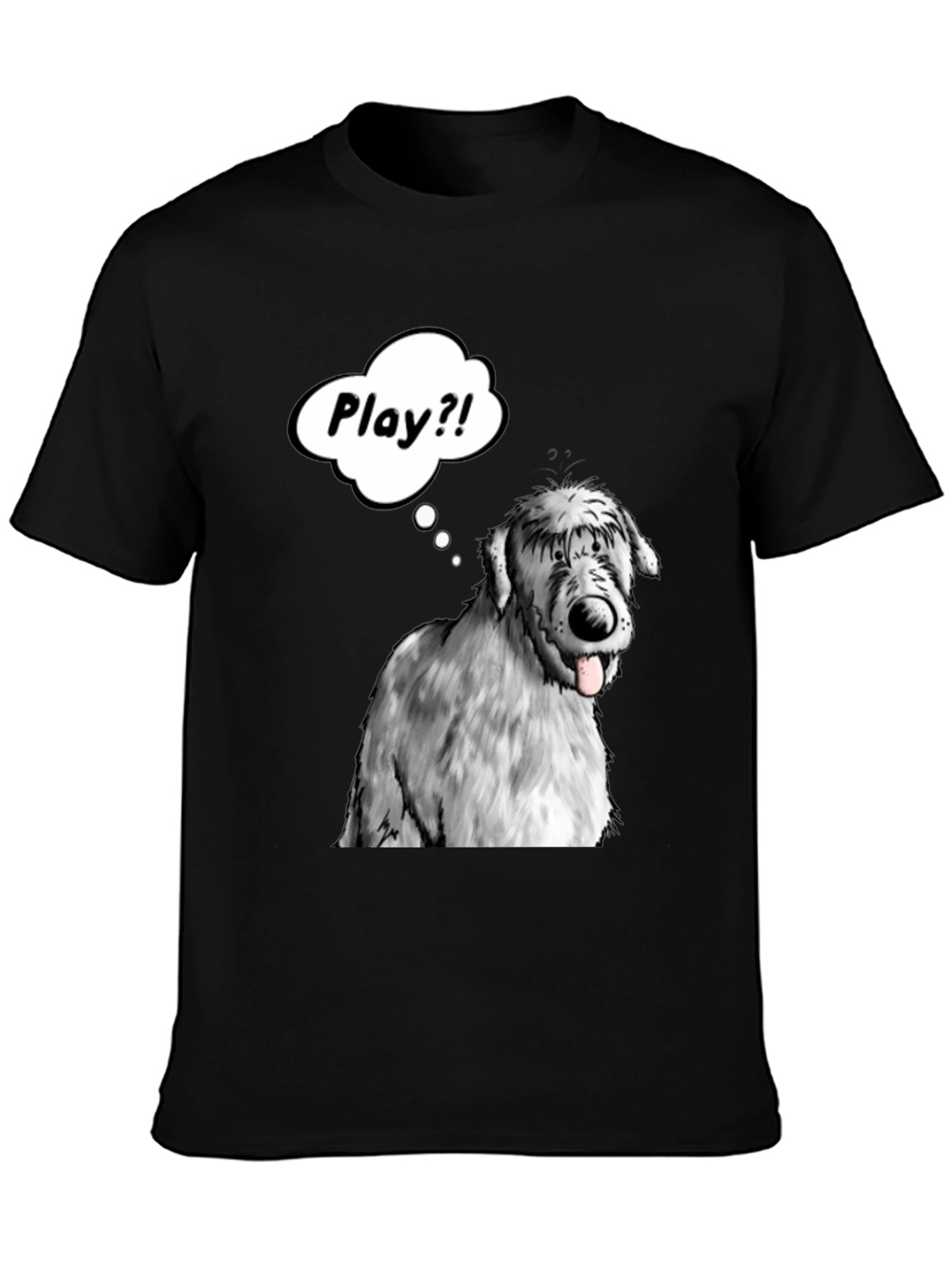 Playful Dog Graphic Tee - Black Cotton T-Shirt