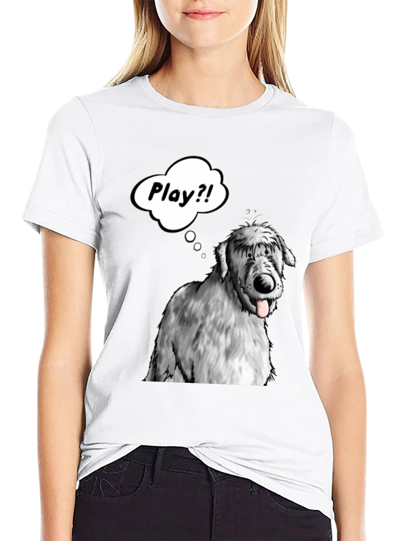 Playful Dog Graphic Tee - Black Cotton T-Shirt