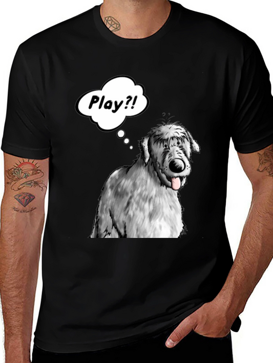 Playful Dog Graphic Tee - Black Cotton T-Shirt