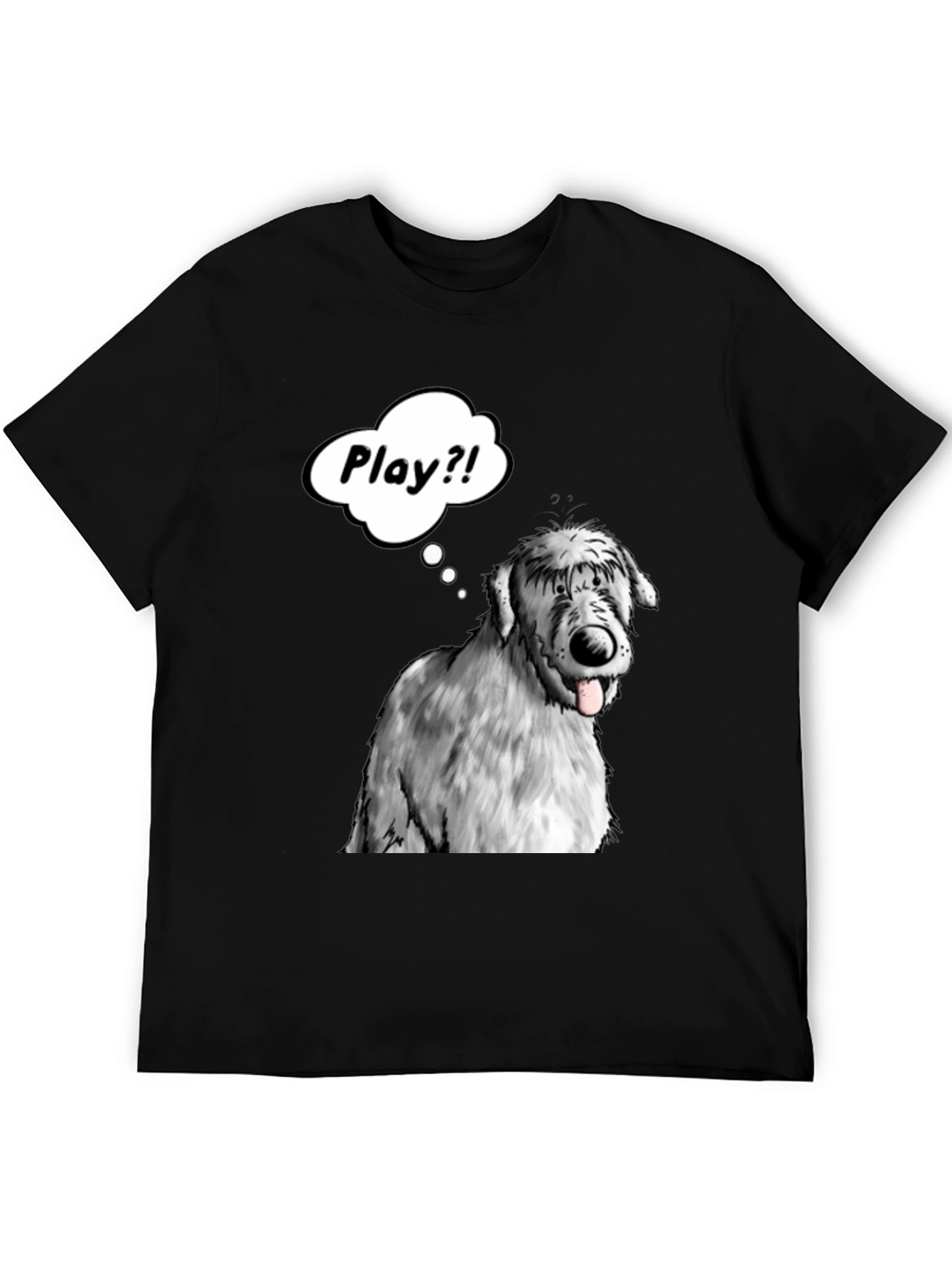 Playful Dog Graphic Tee - Black Cotton T-Shirt
