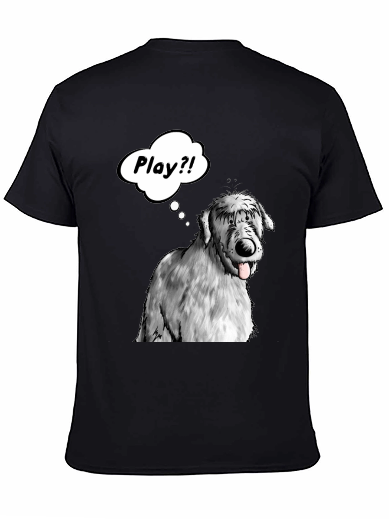 Playful Dog Graphic Tee - Black Cotton T-Shirt