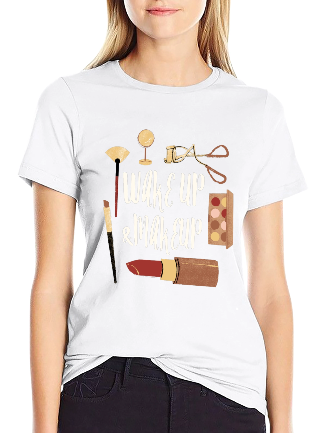 Wake Up & Makeup T-Shirt - Black Cotton Tee
