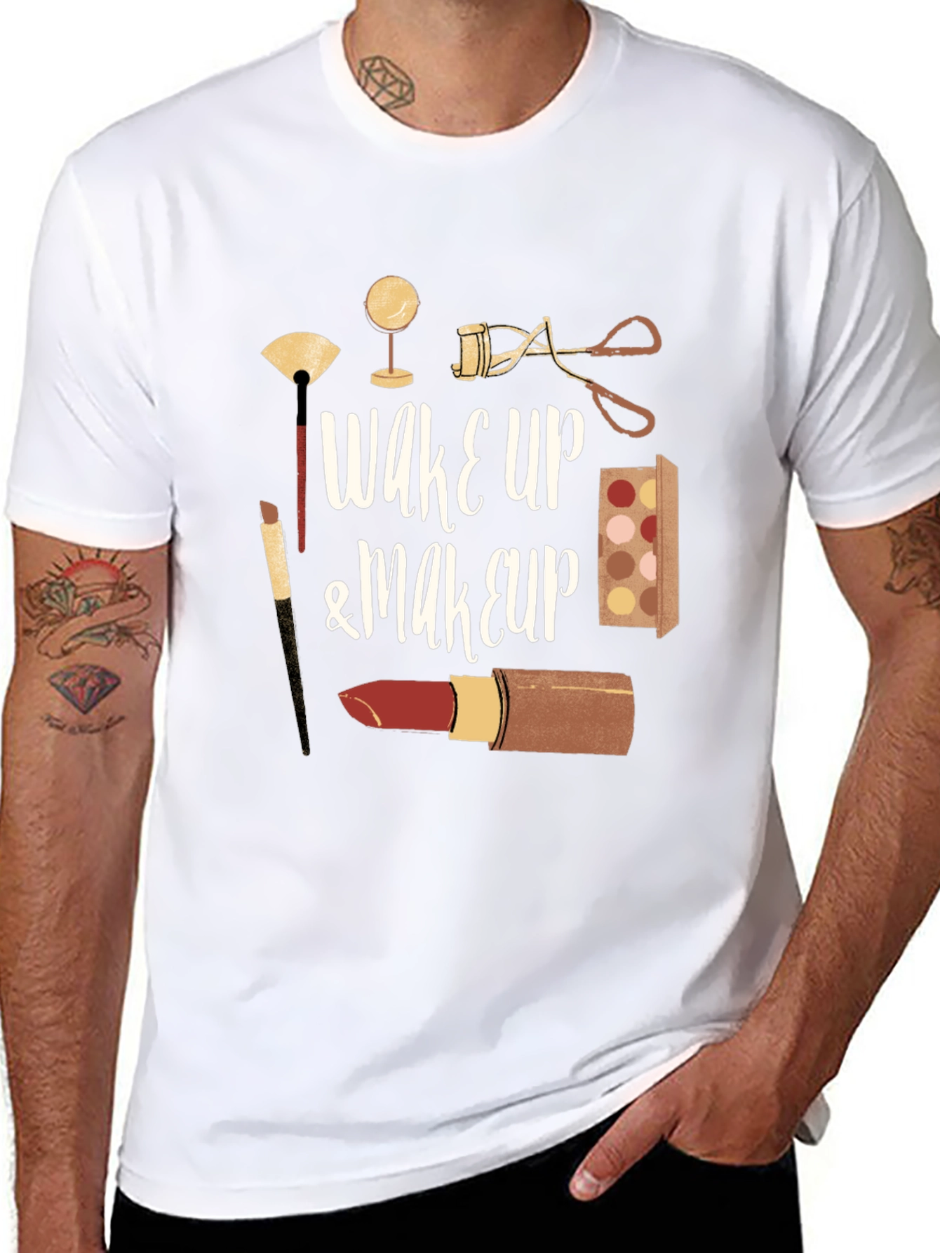 Wake Up & Makeup T-Shirt - Black Cotton Tee