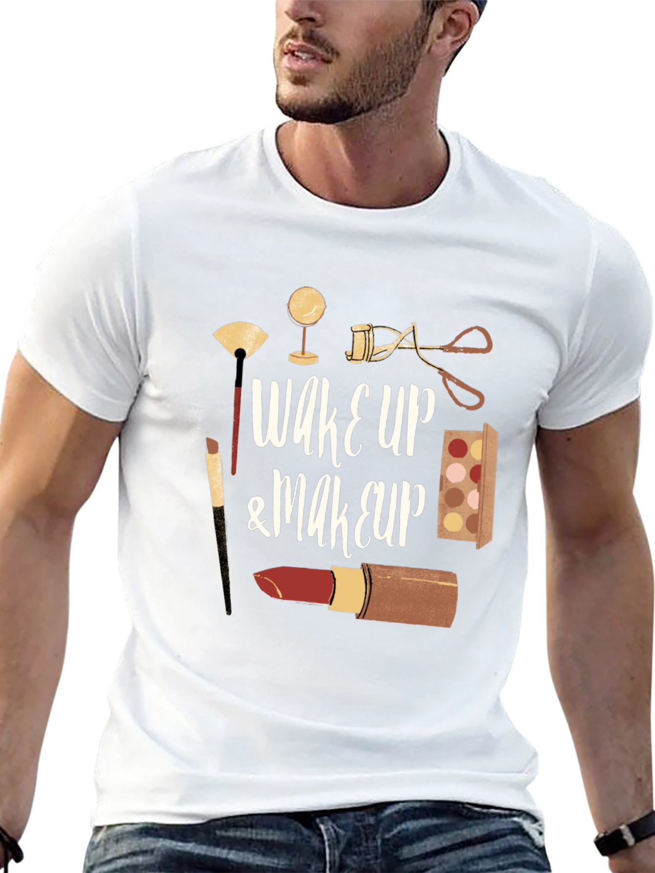Wake Up & Makeup T-Shirt - Black Cotton Tee