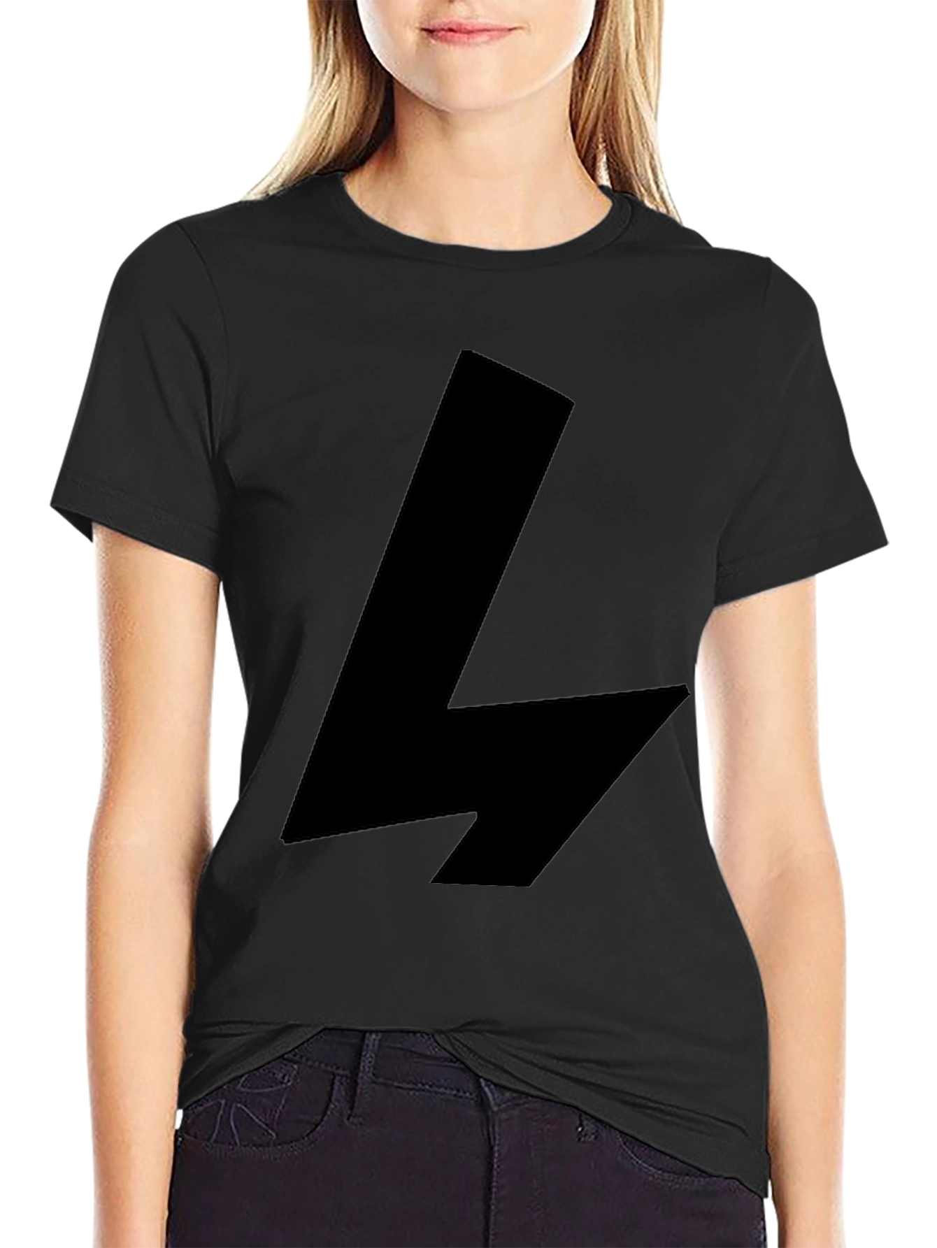 Bold Graphic Tee - Black Lightning Bolt Design