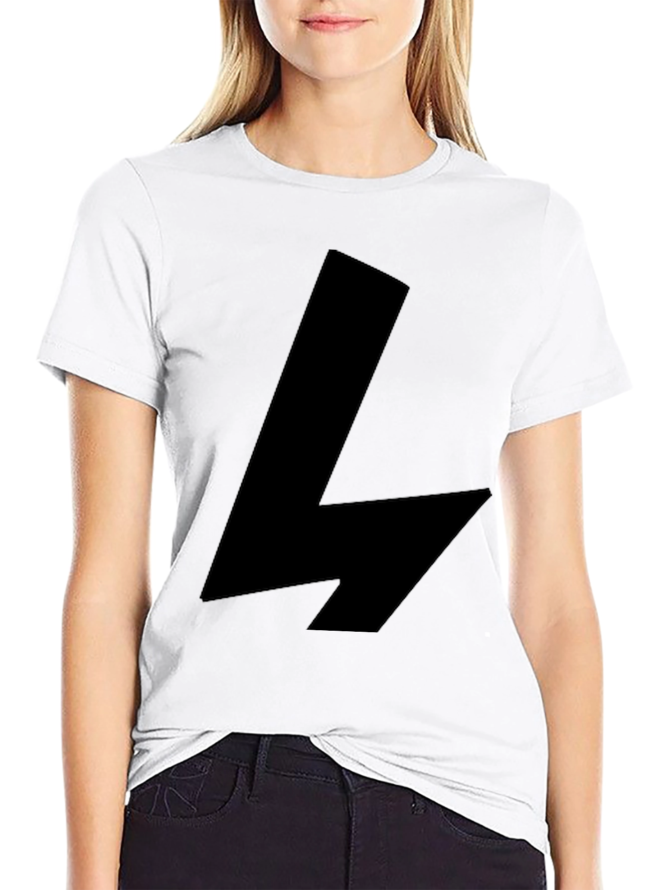 Bold Graphic Tee - Black Lightning Bolt Design