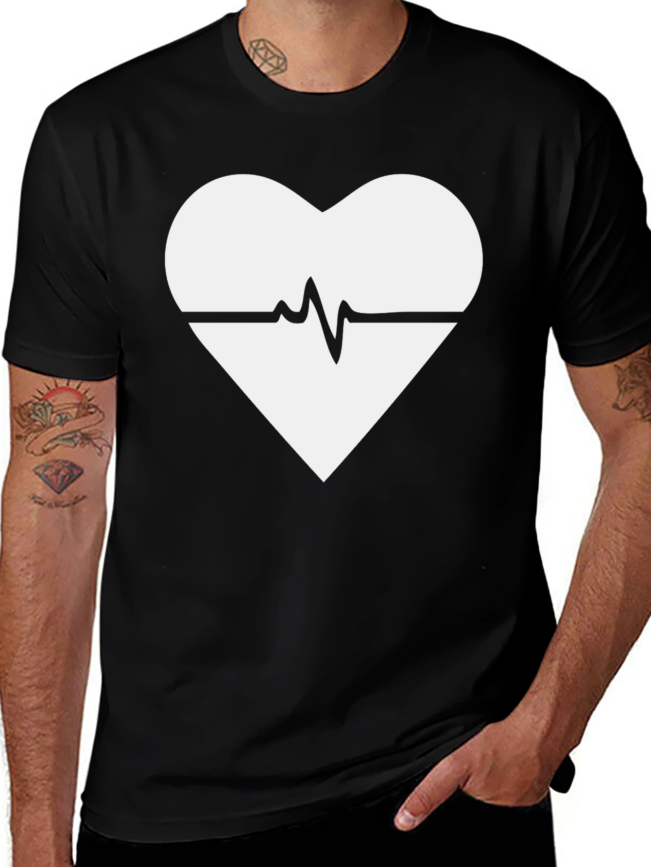 Heartbeat Heart Graphic Black T-Shirt