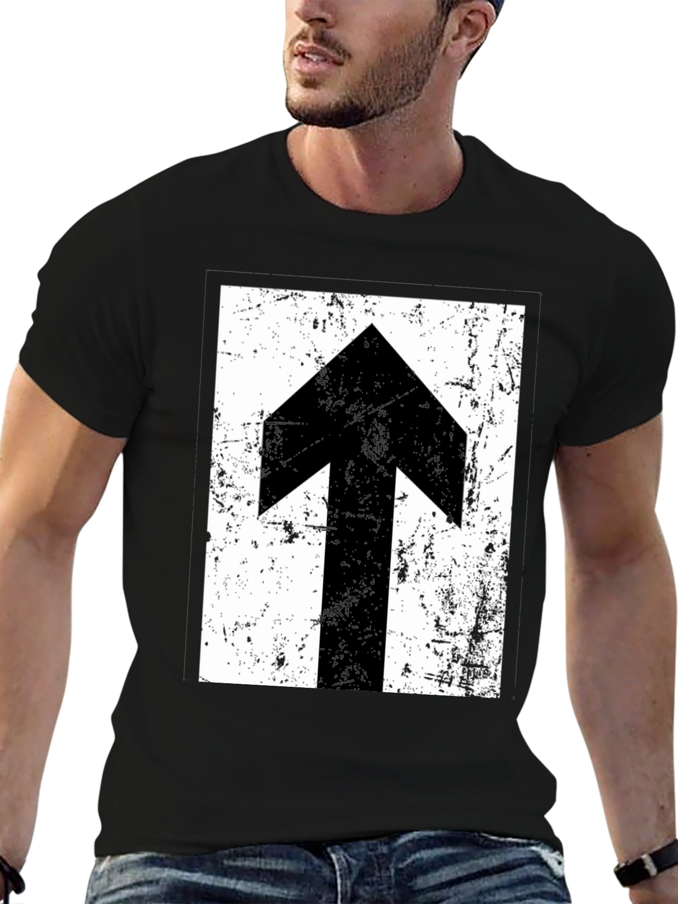 Distressed Arrow Graphic Black T-Shirt