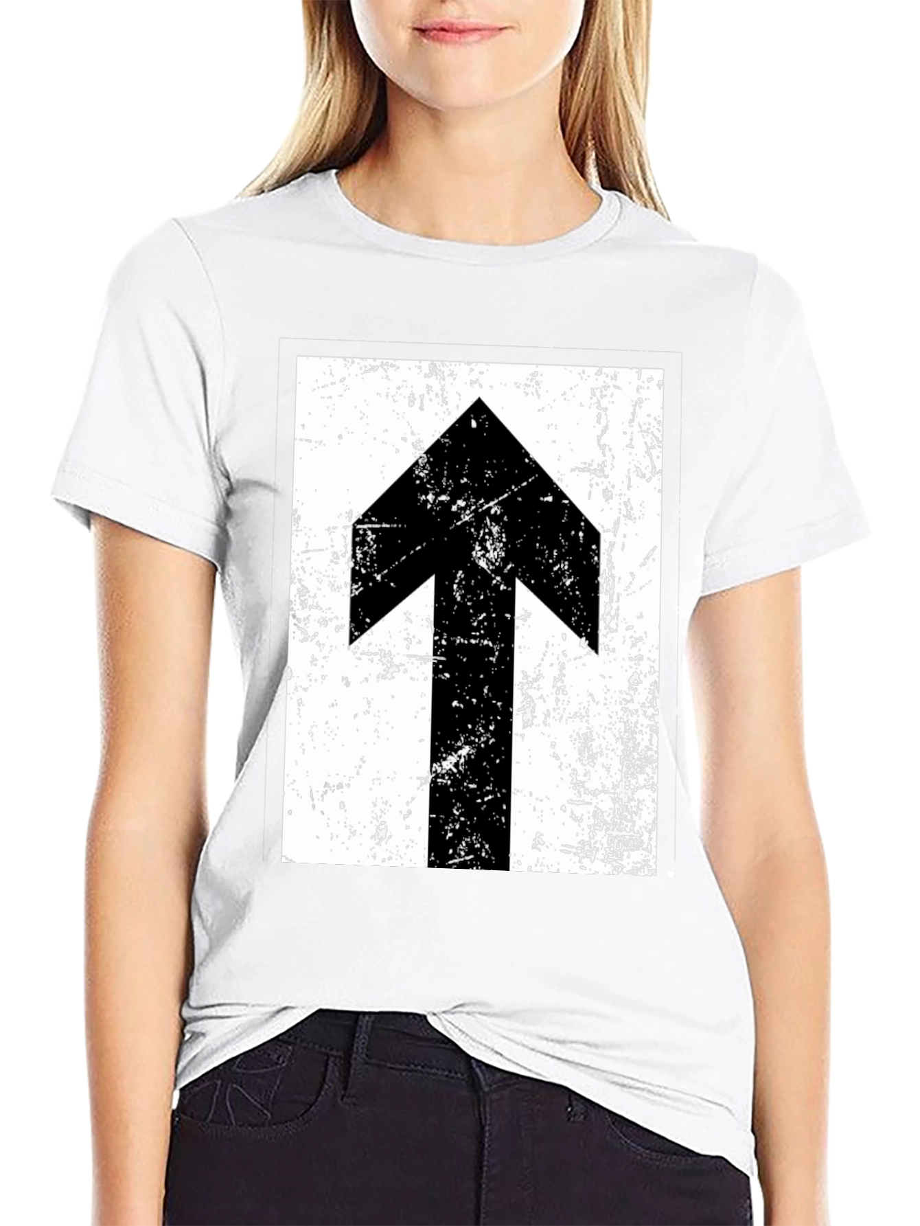 Distressed Arrow Graphic Black T-Shirt