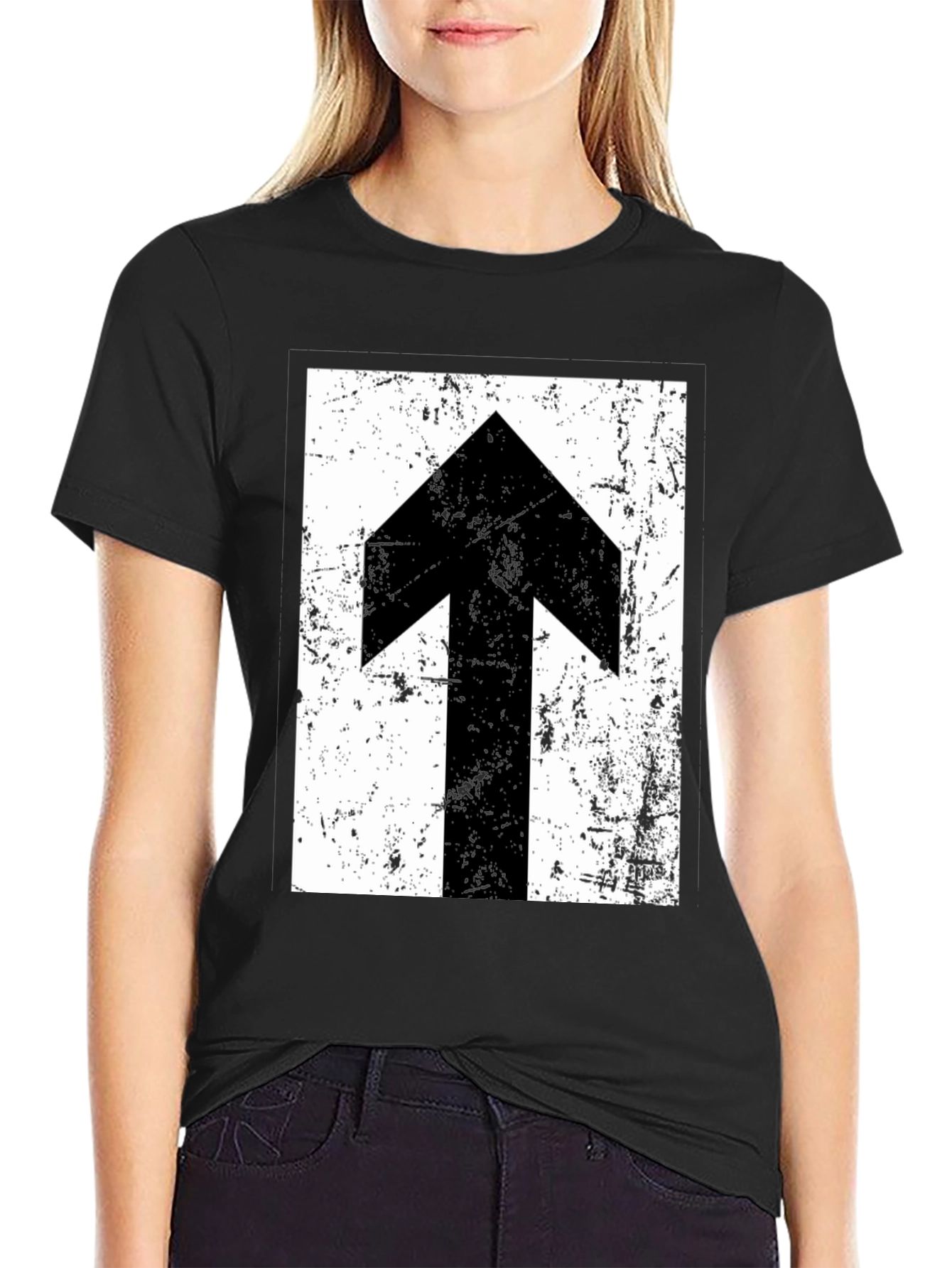 Distressed Arrow Graphic Black T-Shirt
