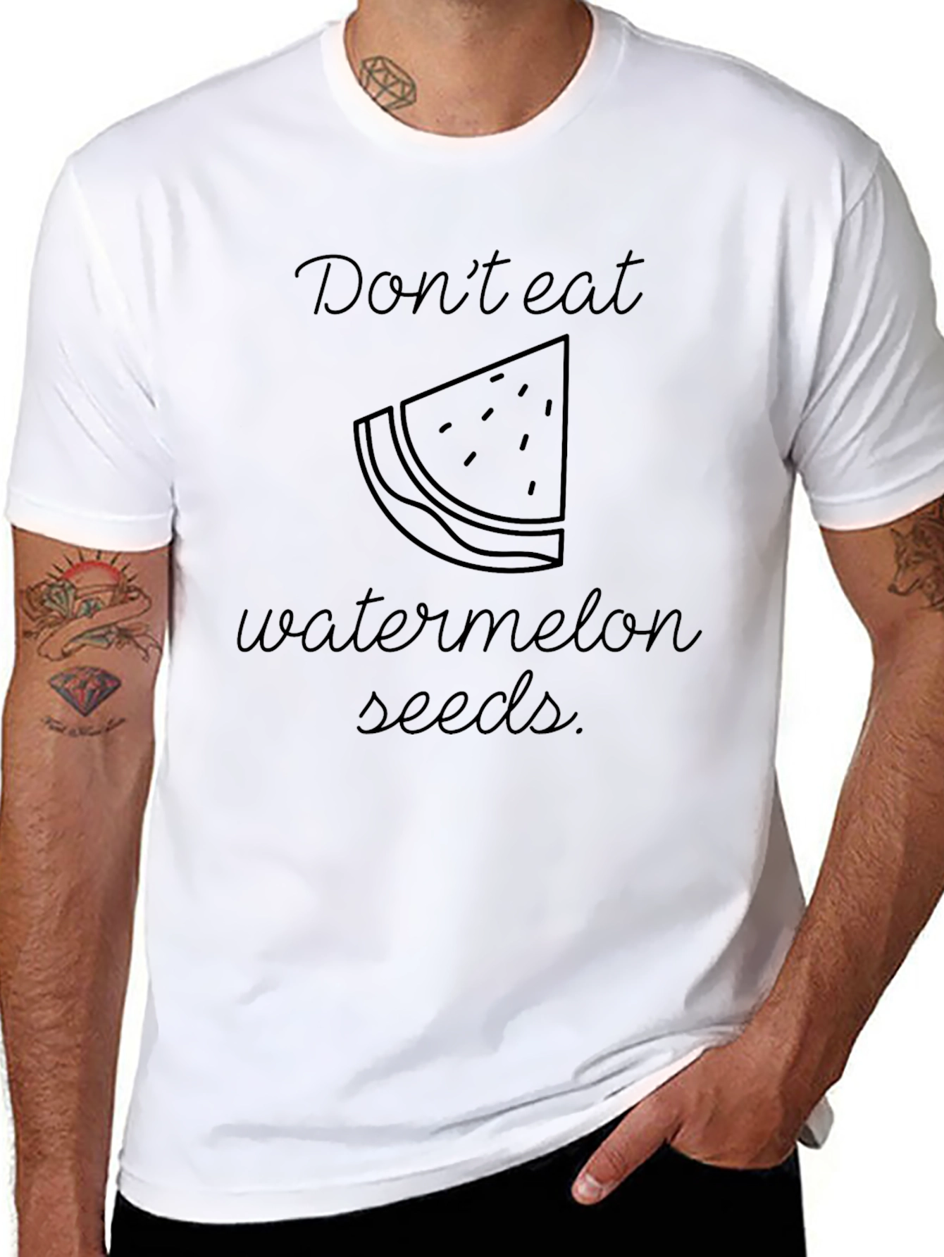 Dont Eat Watermelon Seeds Graphic Tee - Black Cotton