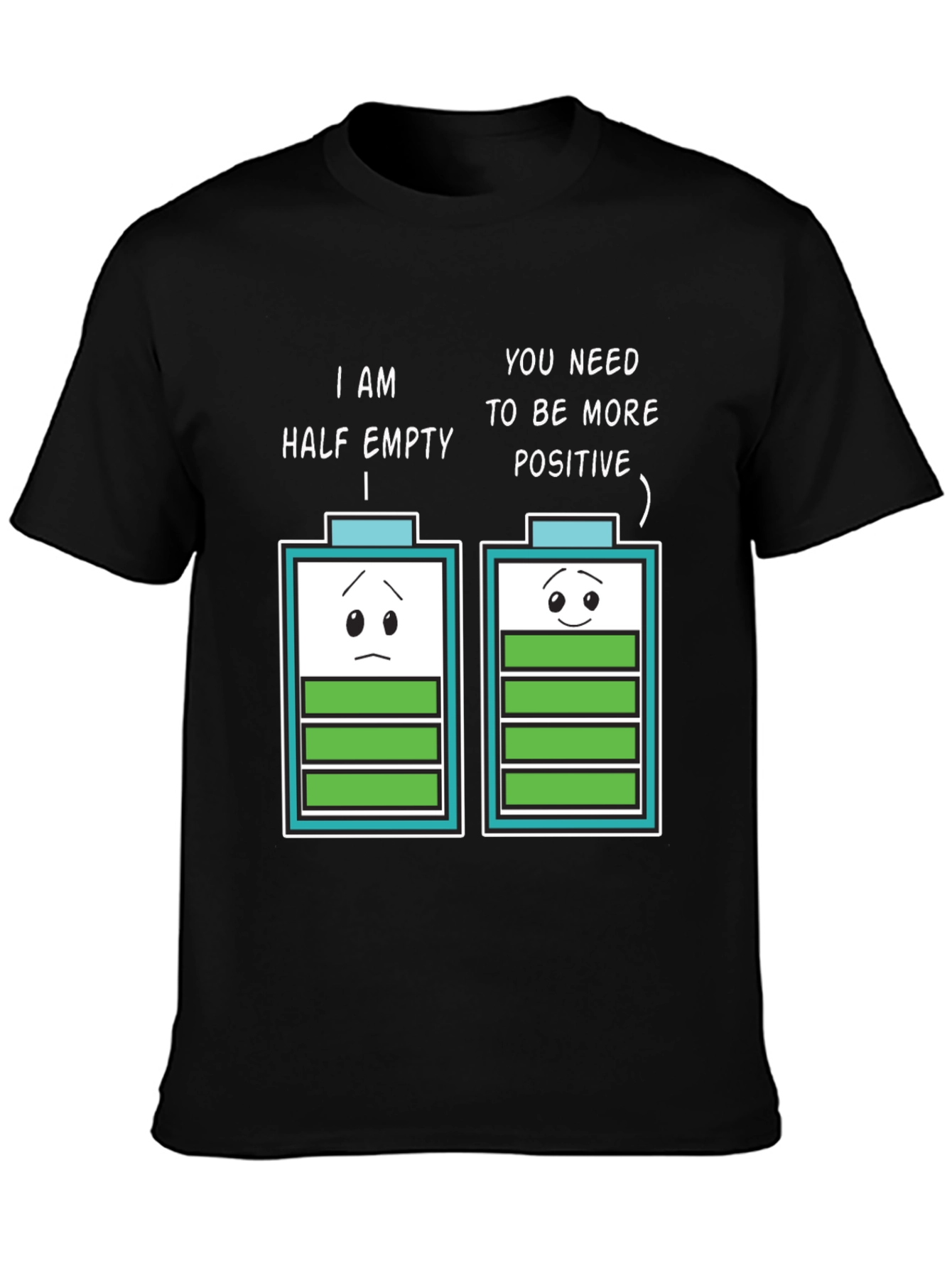 Half Empty Positive Battery Humor Graphic Tee