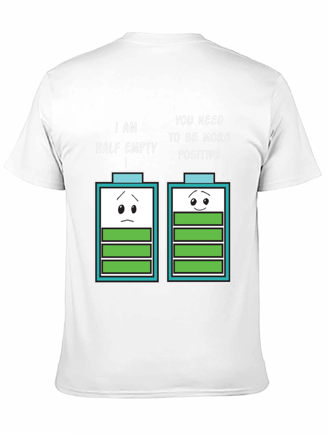 Half Empty Positive Battery Humor Graphic Tee
