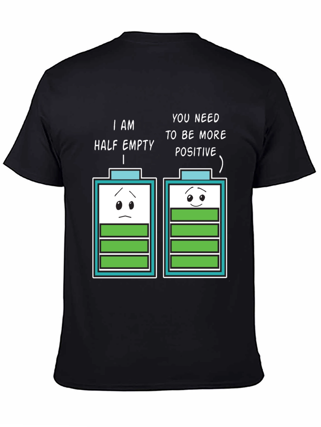 Half Empty Positive Battery Humor Graphic Tee