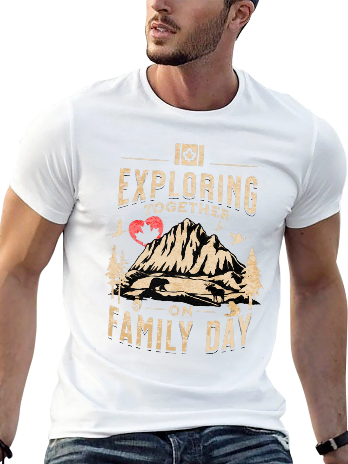 Exploring Together on Family Day Black T-Shirt