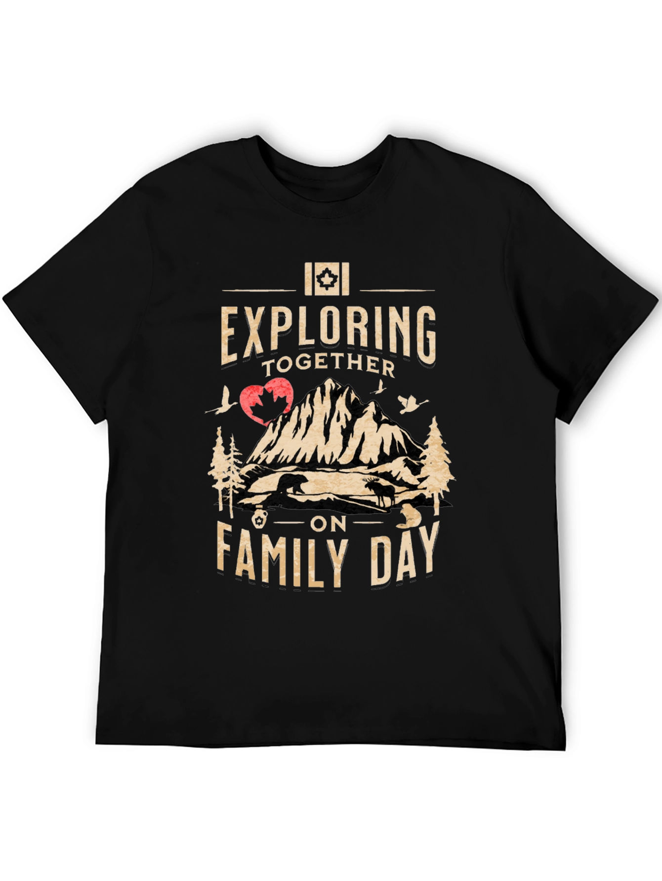 Exploring Together on Family Day Black T-Shirt