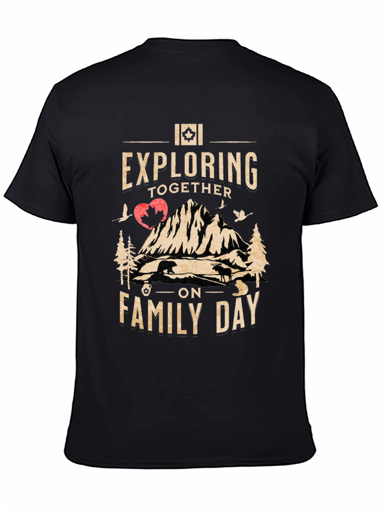 Exploring Together on Family Day Black T-Shirt