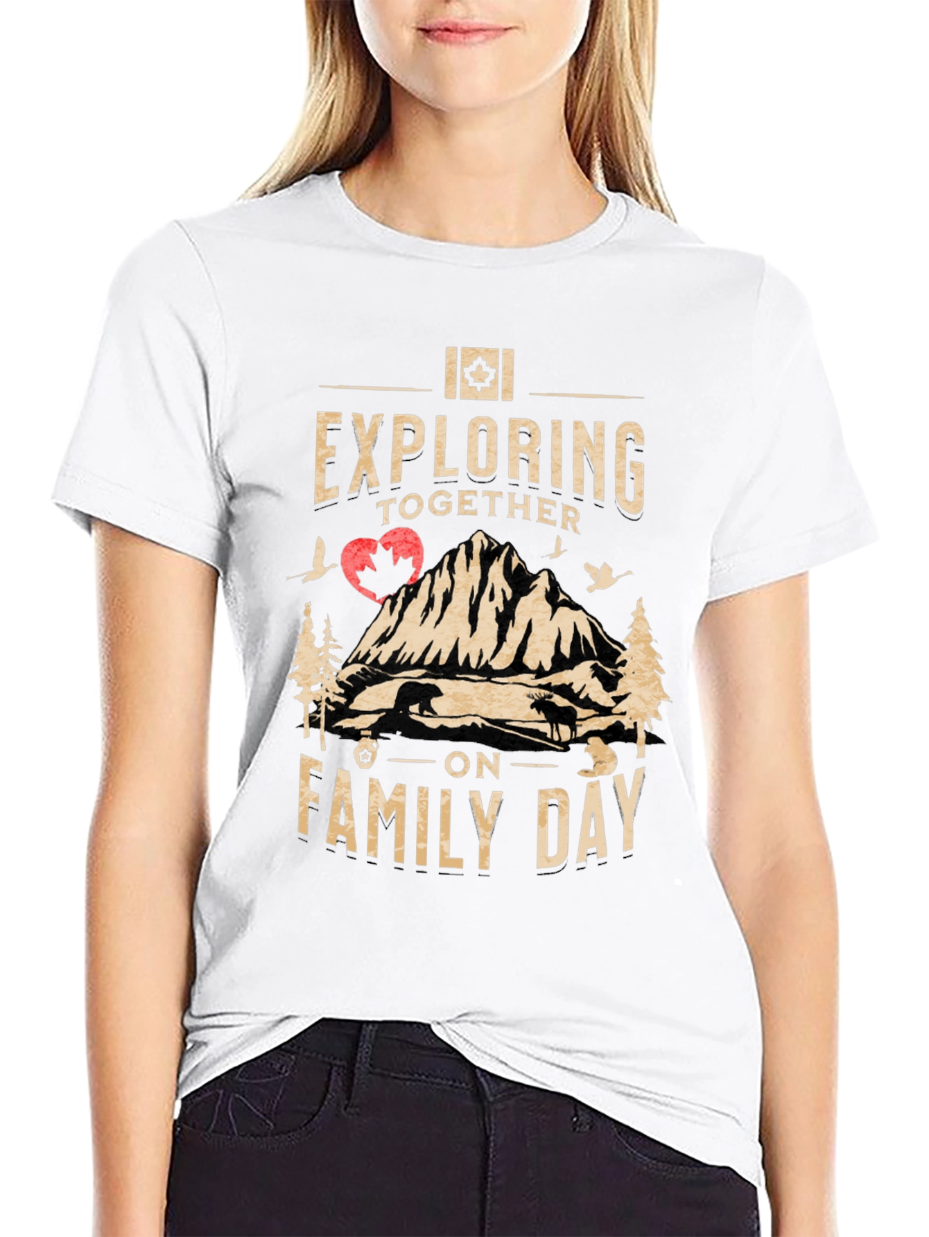 Exploring Together on Family Day Black T-Shirt