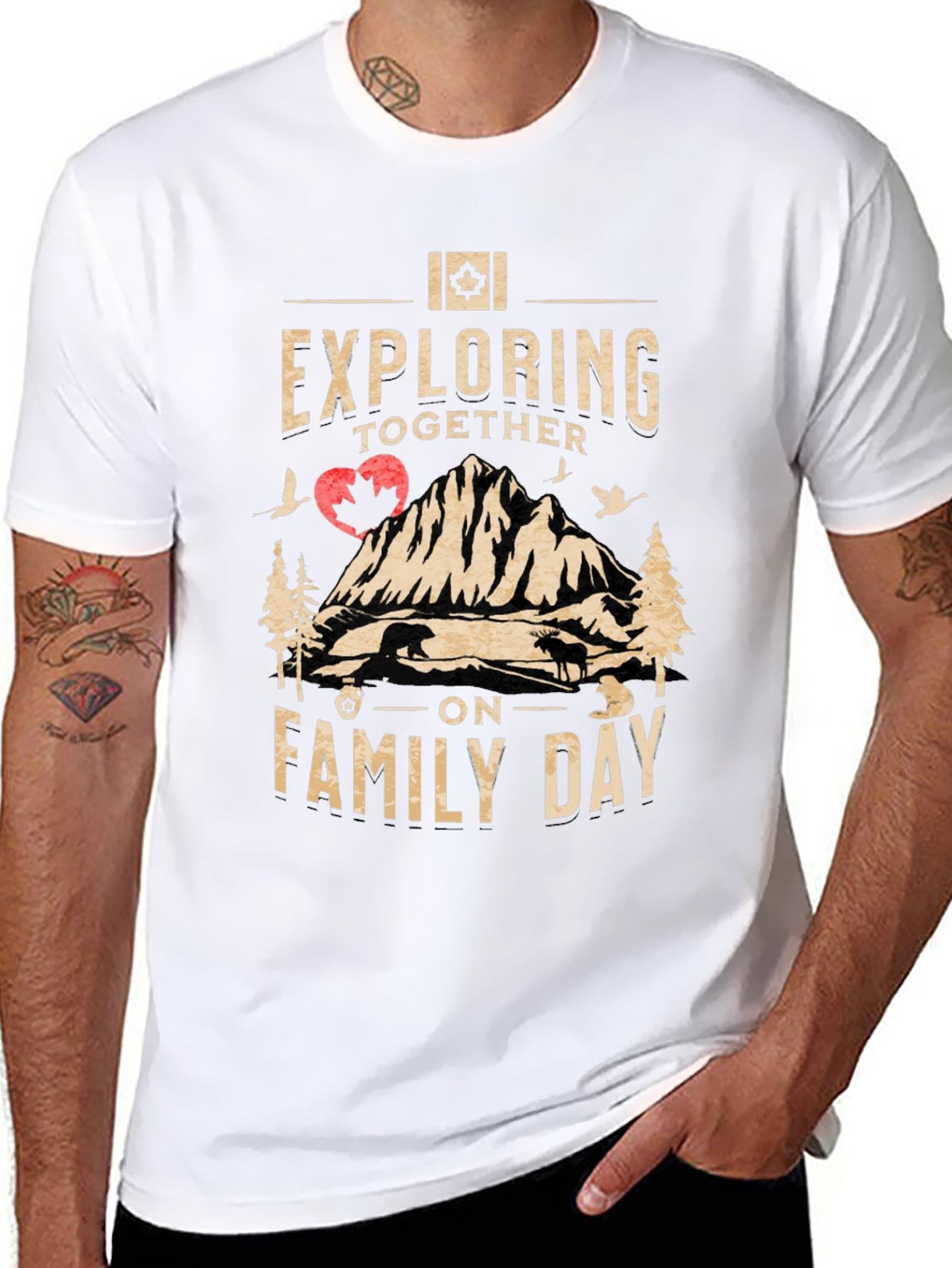 Exploring Together on Family Day Black T-Shirt